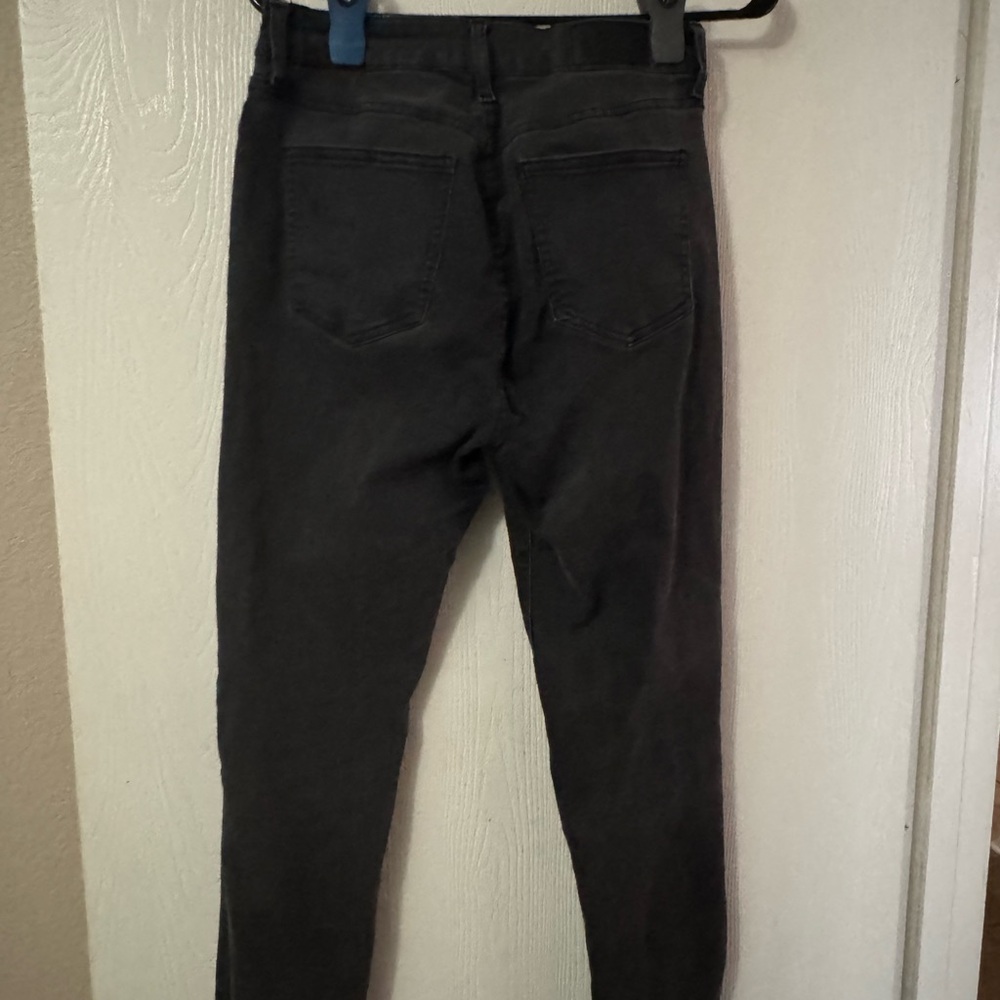 Pistola High Rise Button Fly Black Skinny Jeans Crop 28